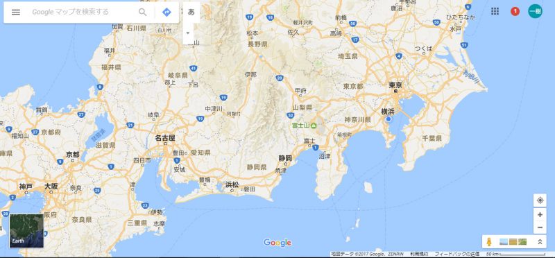 グーグルマップの東京湾と琵琶湖の比較